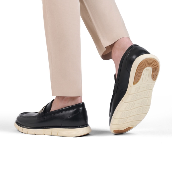 Men's Slip-On PU Leather Penny Loafers - BLACK - 8